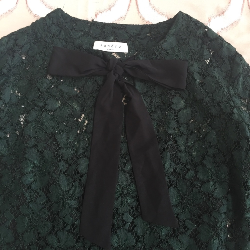 SOLD NWOT Sandro Paris Raoule Lace Bow Tie Dress - Picture 3 of 4